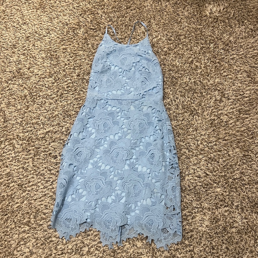 HYFVE Blue Lace Backless Dress - Sz S